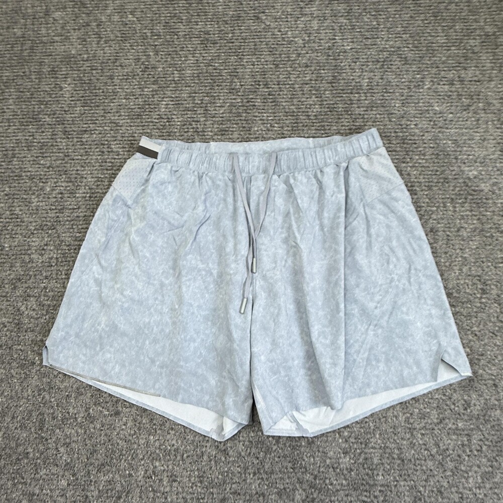 Lululemon Shorts Mens XL Blue Marble Lined 6 In Running Gym Athletic